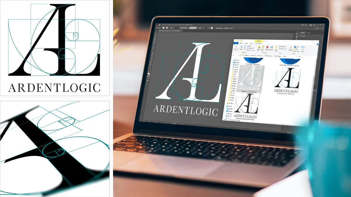 Logo design on a laptop