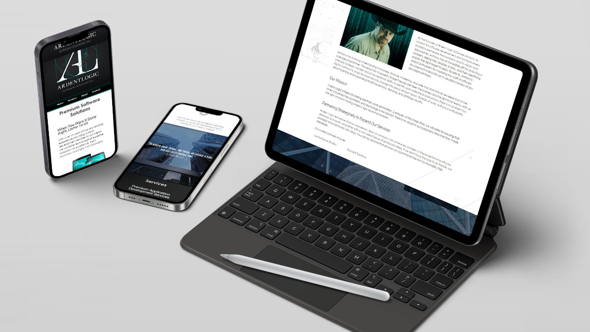 Ardent Logic website rendered on different devices