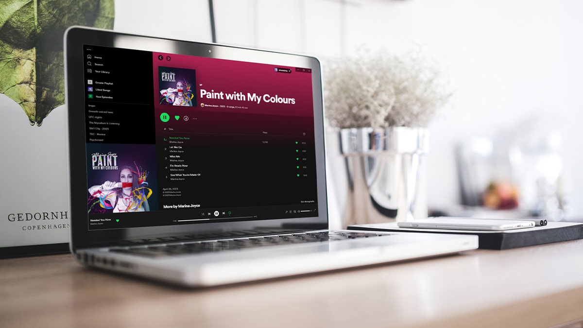 Album art mocked up on a device