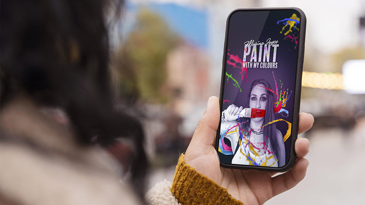 Album art mocked up on a device